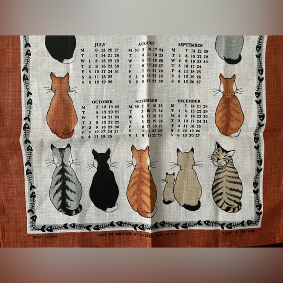 NWOTs Ulster Weavers CATS IN WAITING Irish Linen 1998 Cat Calendar No. 4135 - Picture 6 of 13